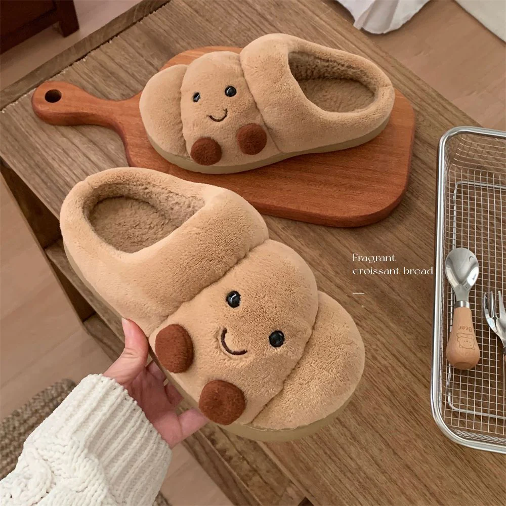 Funny Croissant Fluffy Croissant Bread Slippers - Afbeelding 8