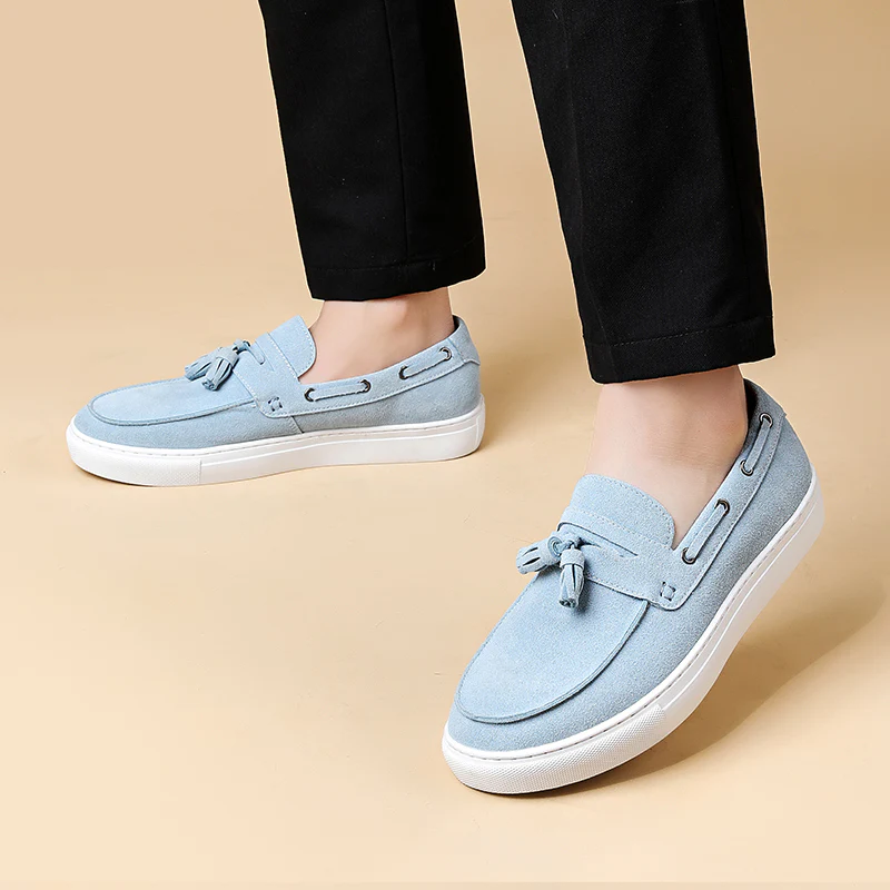 Men's Suede Leather Tassel Loafers Flat Couple - Afbeelding 5