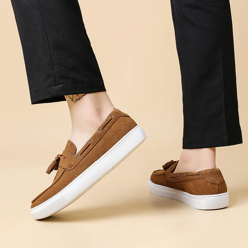 Men's Suede Leather Tassel Loafers Flat Couple - Afbeelding 7