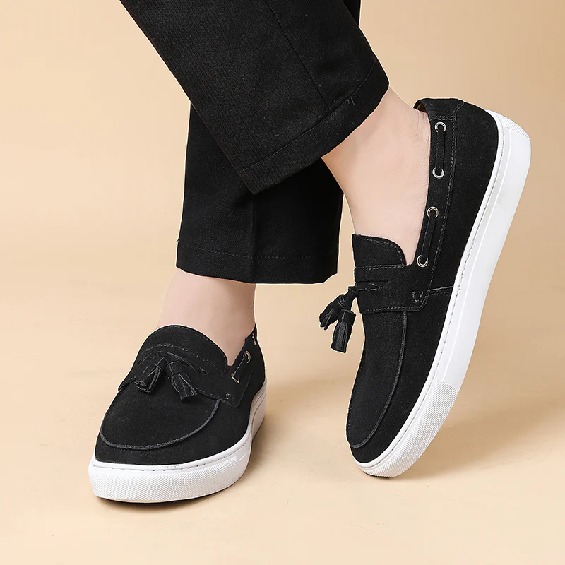 Men's Suede Leather Tassel Loafers Flat Couple - Afbeelding 8