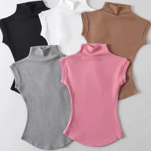 Summer Sexy Turtleneck Sleeveless Blouse Tops