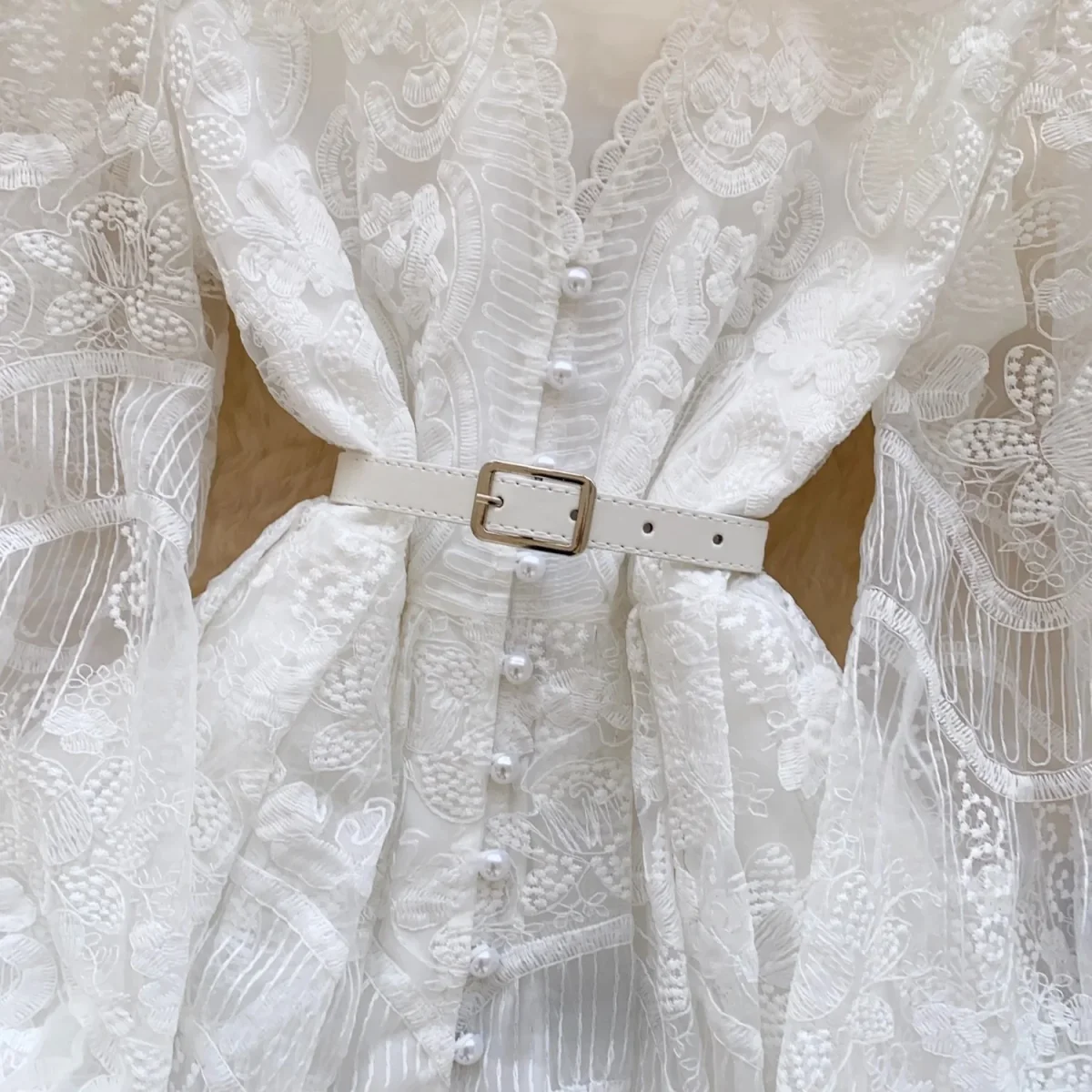 Summer White Lace Embroidery Flower Mini Party Dresses - Afbeelding 8