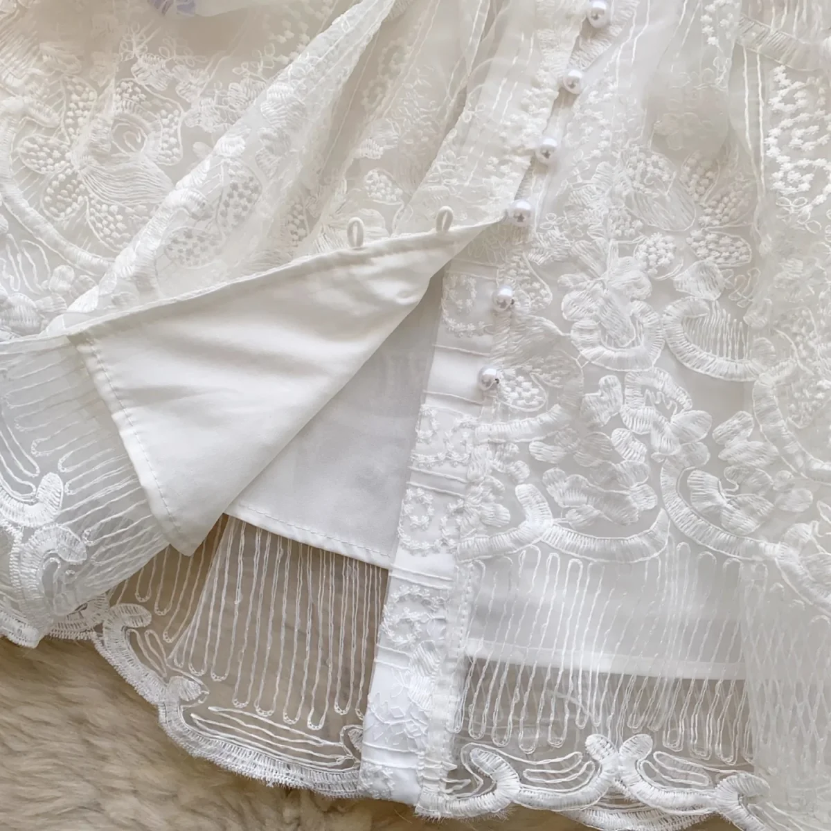 Summer White Lace Embroidery Flower Mini Party Dresses - Afbeelding 9