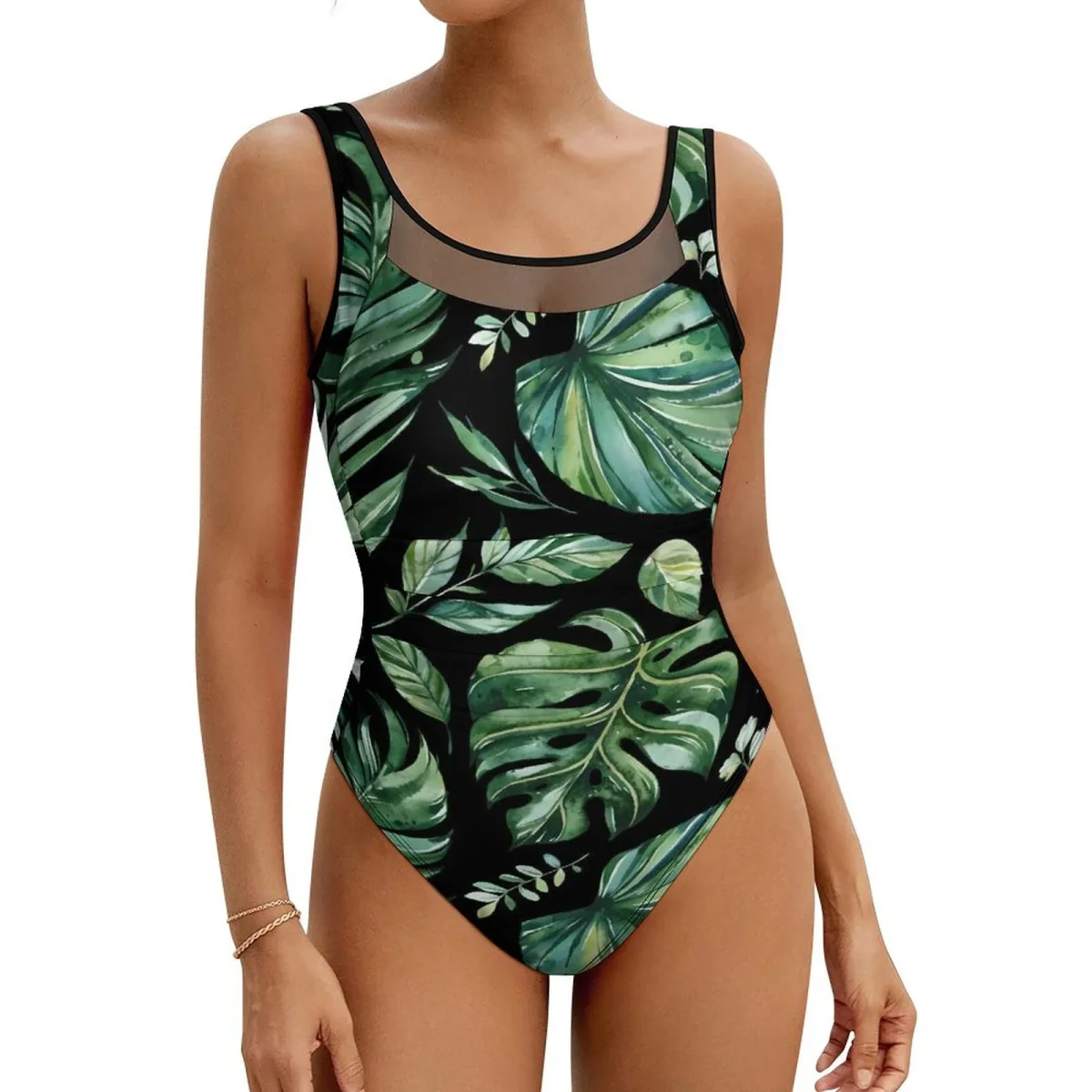 Tropical Leaf Swimsuit Women Push Up Beach Wear - Afbeelding 8