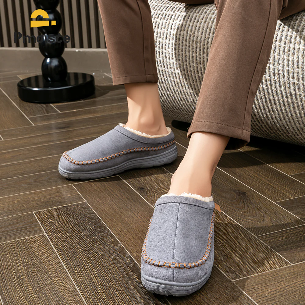 Winter Warm Soft Faux Suede House Slippers Men - Afbeelding 4