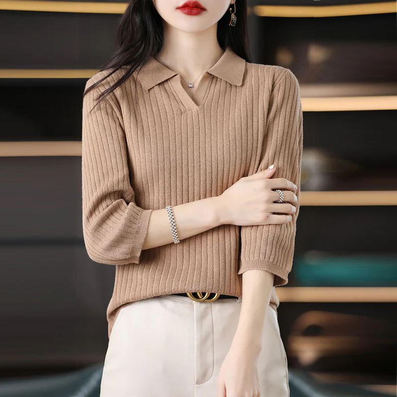 Women Cotton Polo Collar Blouse - Afbeelding 6
