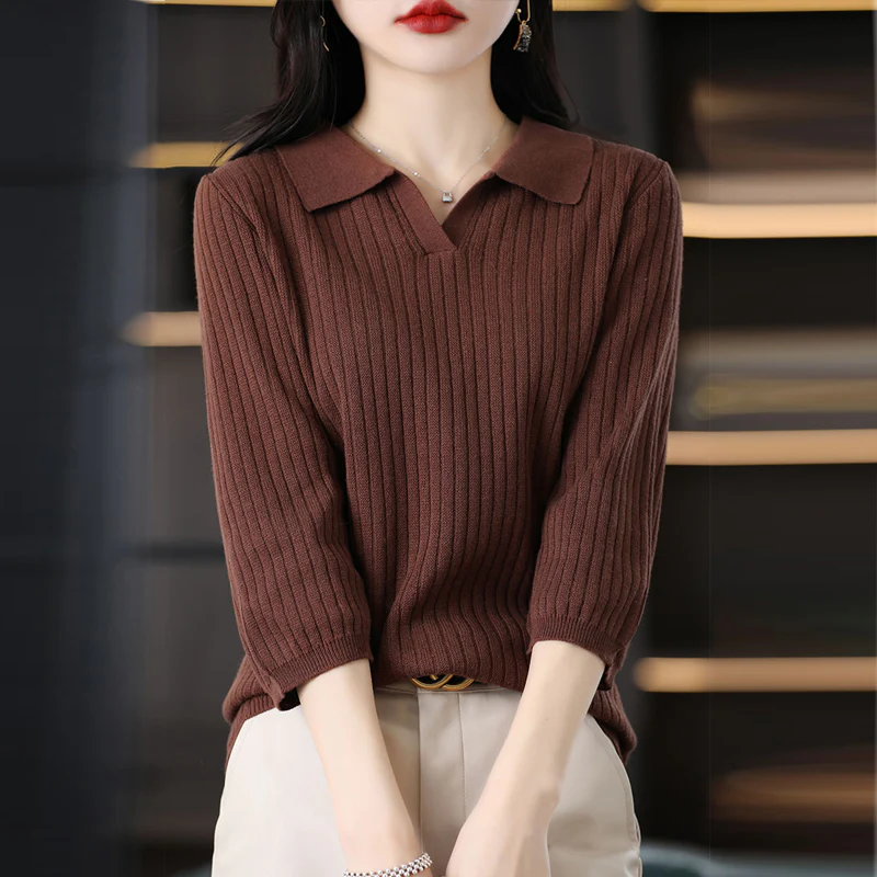 Women Cotton Polo Collar Blouse - Afbeelding 7