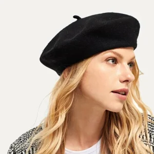 Wool Beret Hat Women Solid Flat Berets